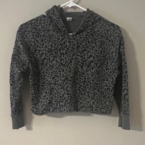 Old Navy Black and Gray Leopard Print Kids Hoodie